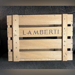 Lamberti Italy 3 Bottle Wooden Wine Box Crate Hinged Top And Latch